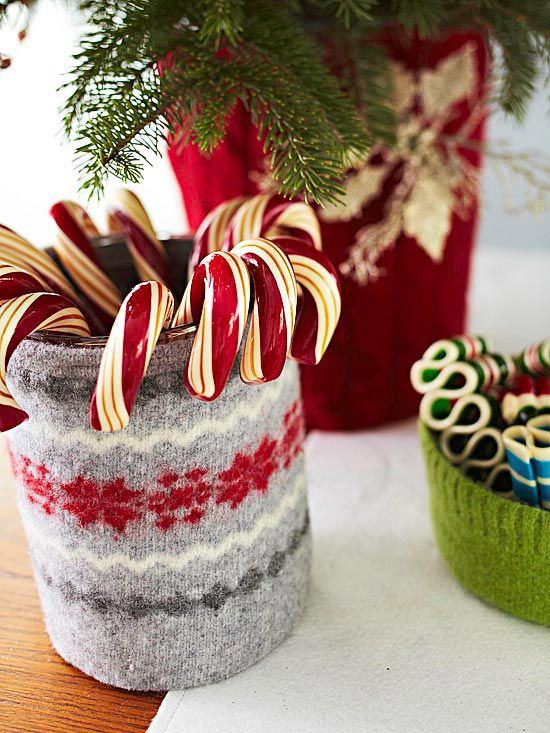 creative christmas crafts ideas candy cane holder from can