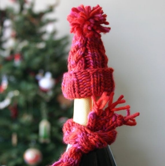 creative crafts ideas wine wrapping hat scarf