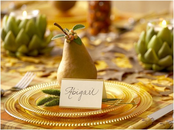 decoration for thanksgiving personal place card holder pear