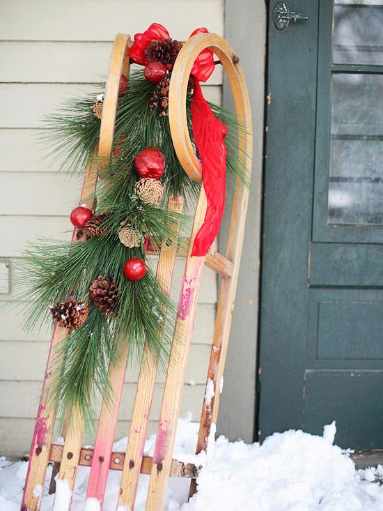decoration ideas for your front door decorated sleigh