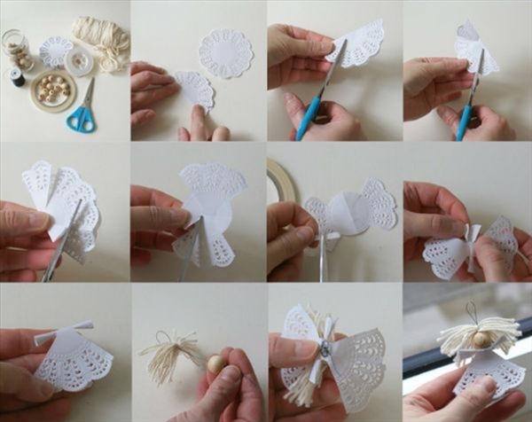 diy christmas tree ornaments paper craft ideas doilies angel
