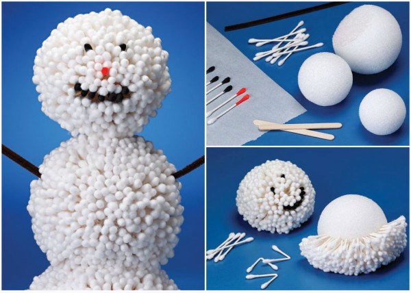 easy crafts ideas snowman cotton buds