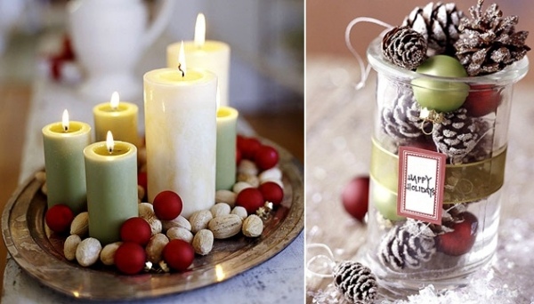 easy candles tiny red ornaments and nuts