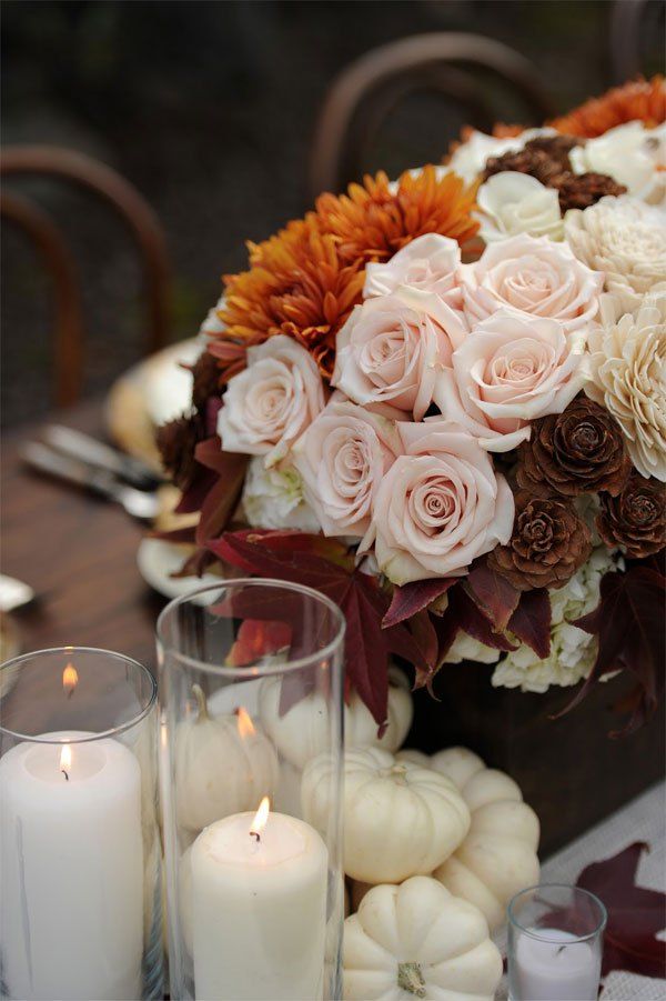 easy decorations flower centerpiece candles