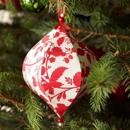 elegant christmas paper ornament six sided