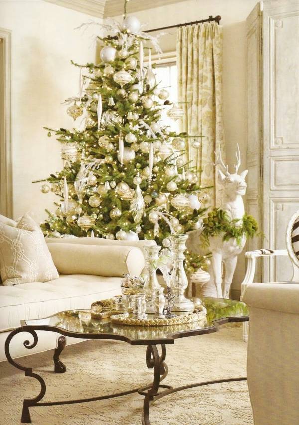 elegant christmas tree decoration white green