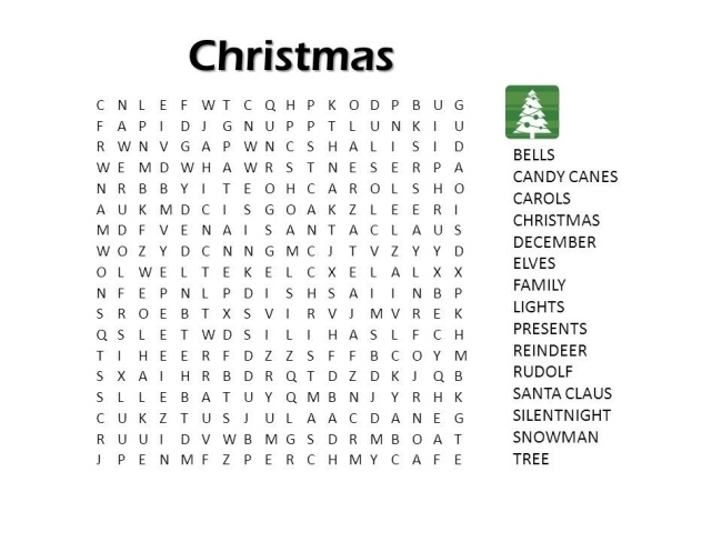 free Christmas activities and games kids word find