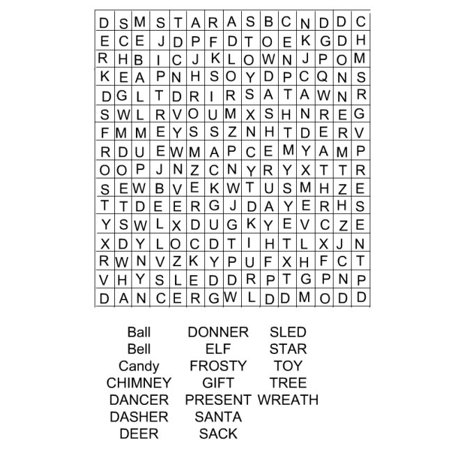  Christmas printable games children word search