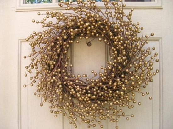 front door christmas wreath gold