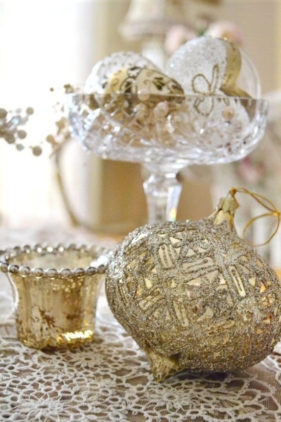 gold and crystal christmas decoration accents