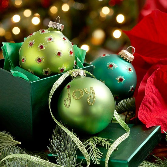 green ball ornaments