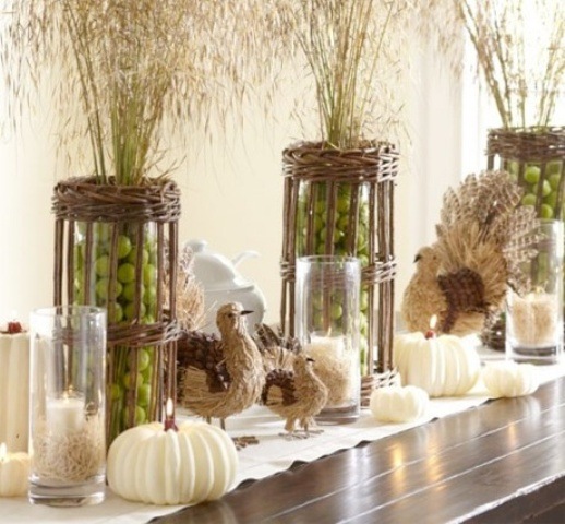 green mantel decoration for thanksgiving ideas pumpkin candles