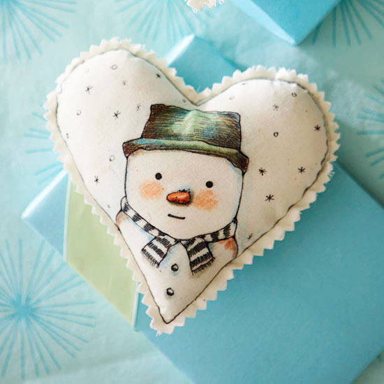 heart shaped snowman ornament
