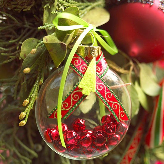 homemade ornaments jingles into a glass ball