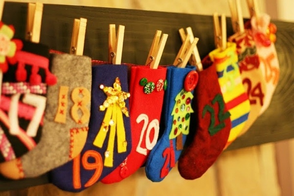 joyful advent caledar ideas colorful stockings