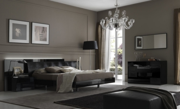 modern gray crystal chandelier in bedroom