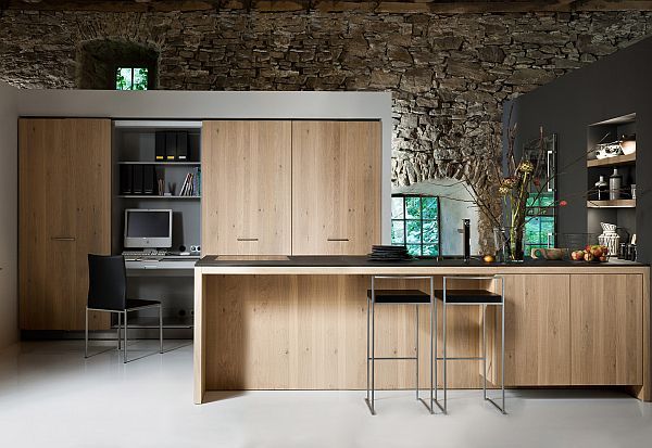 modern furniture warendorf wooden cupboards stone wall