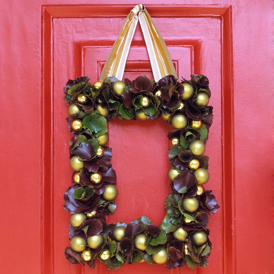 non traditional shape front door christmas wreath