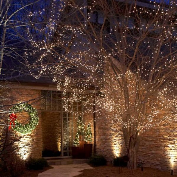 outdoor Christmas lights stars bright lights