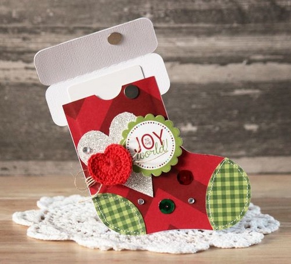 paper stocking gift card holder DIY gift card holder