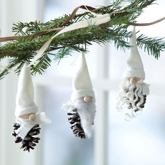 pinecone little gnomes tree ornament