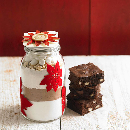 poinsettia topped brownie jar