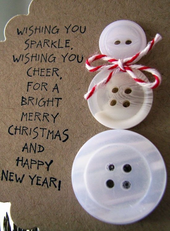 quick easy christmas craft ideas snowman card buttons