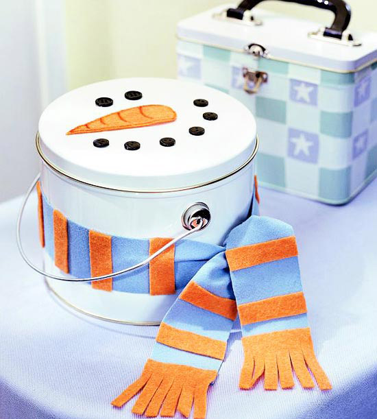 quick decoration snowman tinbox