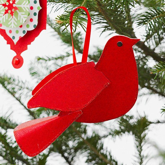 red bird christmas paper ornament