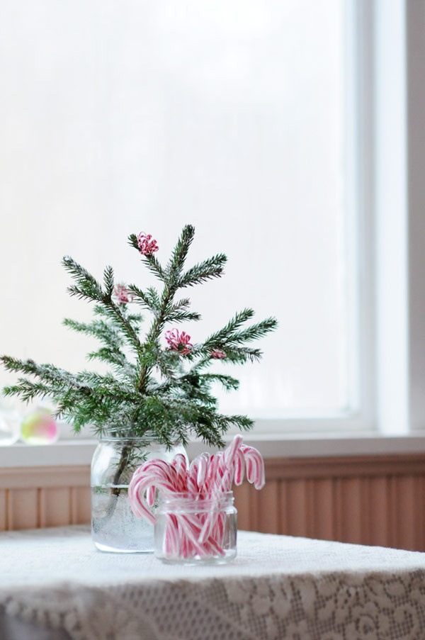 simple decoration ideas fir branch tabletop accent
