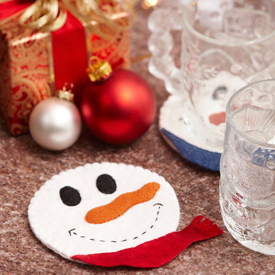 snowman coasters for christmas drinks