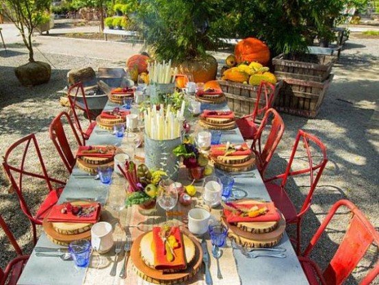 colourful thanksgiving decoration ideas outdoor dinner party