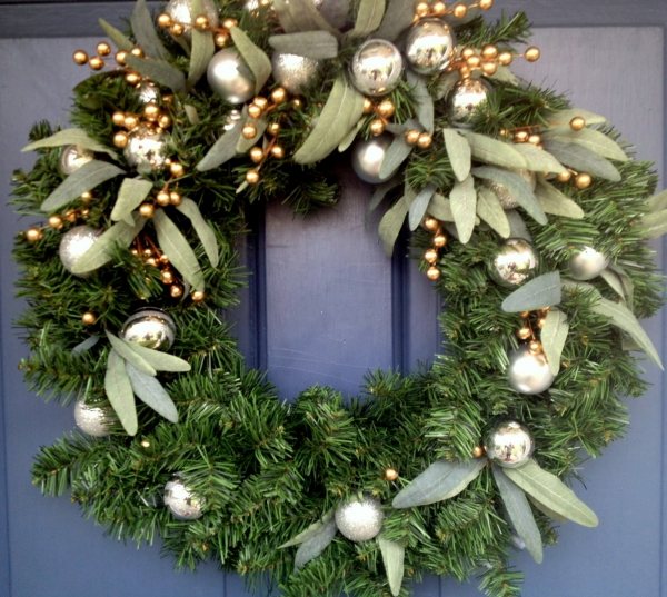 traditional wreath on front door