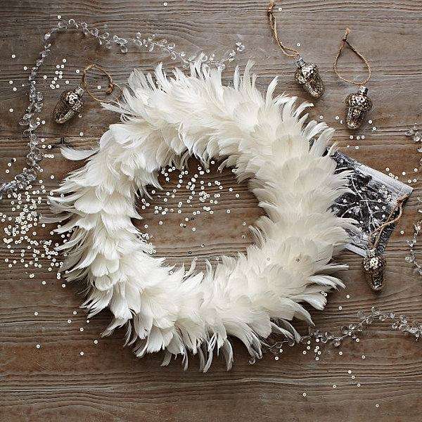 white christmas decoration ideas feather wreath