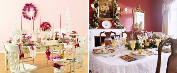 white table vintage accents pink purple flowers