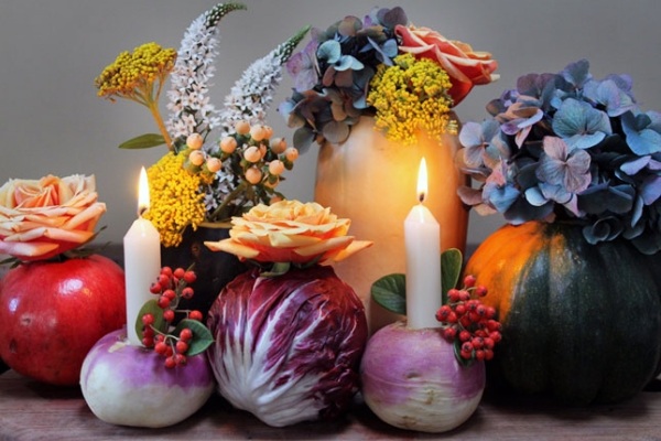 cheap holiday decor ideas Thanksgiving centerpiece vegetables