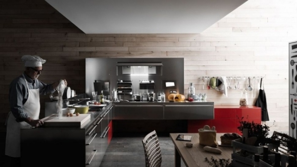 Kitchen design ideas stainless steel front fridge modern wooden table