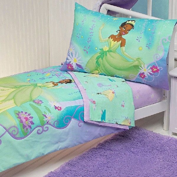 Magic in blue purple and green princess Tiana girls bed sheets