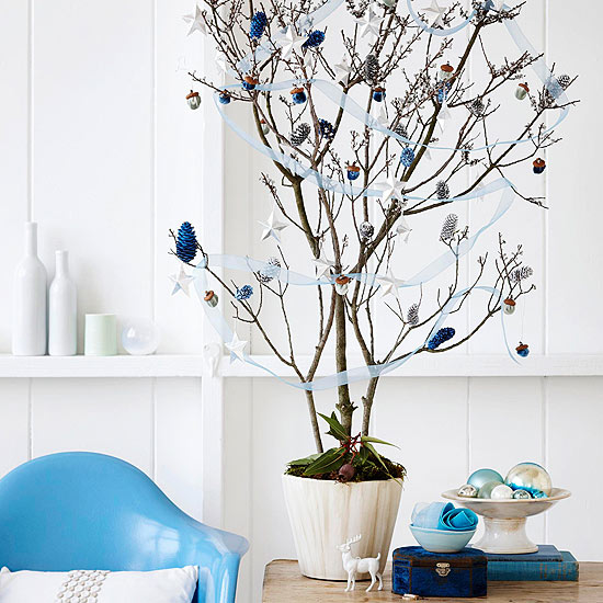 artistic decoration artful tree blue ornaments
