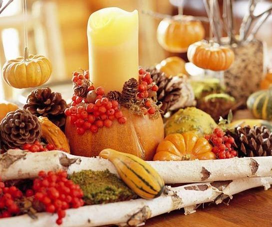beautiful Thanksgiving table decoration ideas fruits centerpieces pumpkins 
