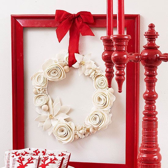 easy decor crafts red frame white felt wreath