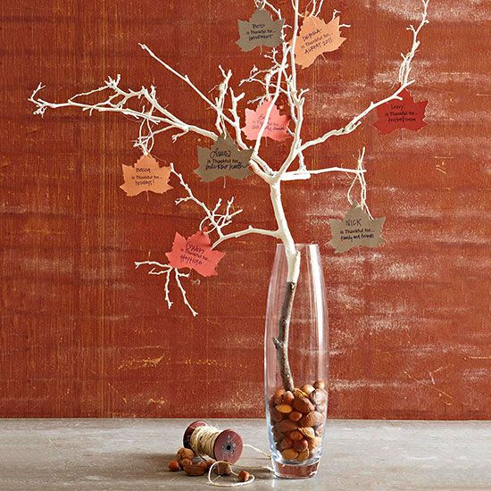 craft thanksgiving table decoration ideas thanks leaves branch