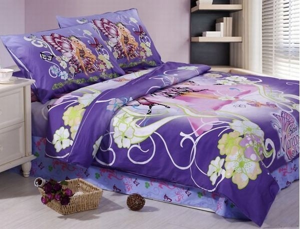 purple Barbie girls bedroom bedding set modern home