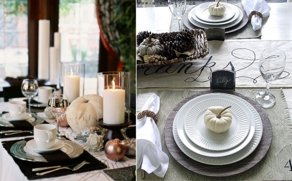 thanksgiving table decoration pumpkins pillar candles