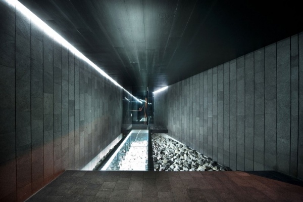 Joan Puigcorbé futuristic interior gray and black led lights