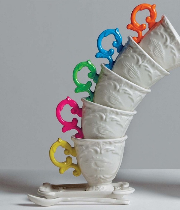 creative designs tea set colorful handles