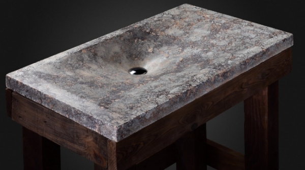 nature inspired handmade concrete sinks pietra danzare Volcanic cream