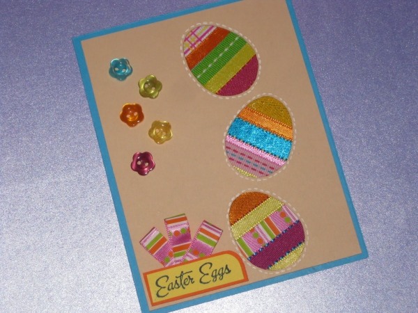 DIY greeting cards ideas colorful eggs ribbons buttons