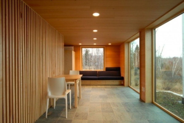 Fir wood wall paneling full glazing triple insulating