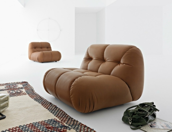 Nuvolone leather corner sofa design deep tufting Mimo design group